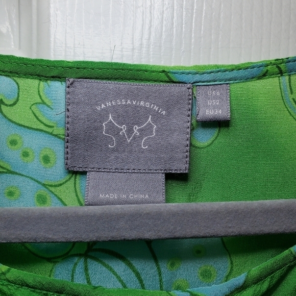 Anthropologie Silk Top Women’s Vanessa Virginia Fata Morgana Printed Size 2 - Picture 9 of 9